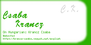 csaba krancz business card